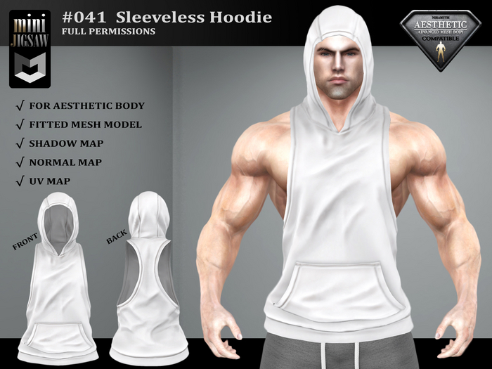 Second Life Marketplace [ mJ ] 041 FullPerm Sleeveless Hoodie